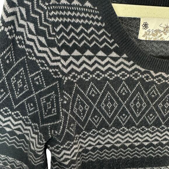 Aventura Gray Patterned Long Sleeve Scoop Neck Knee Length Sweater Dress Size L - Picture 3 of 6